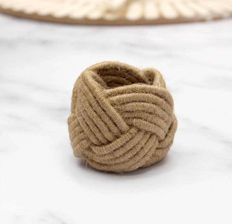 COTTON CRAFT Jute Napkin Rings - Set of 12 Handmade Nautical Knot Woven Rope Napkin Ring - Dining Table Napkin Holder - Everyday Rustic Harvest Fall Thanksgiving Farmhouse Party Gift DÃ©cor - Natural - Image 3